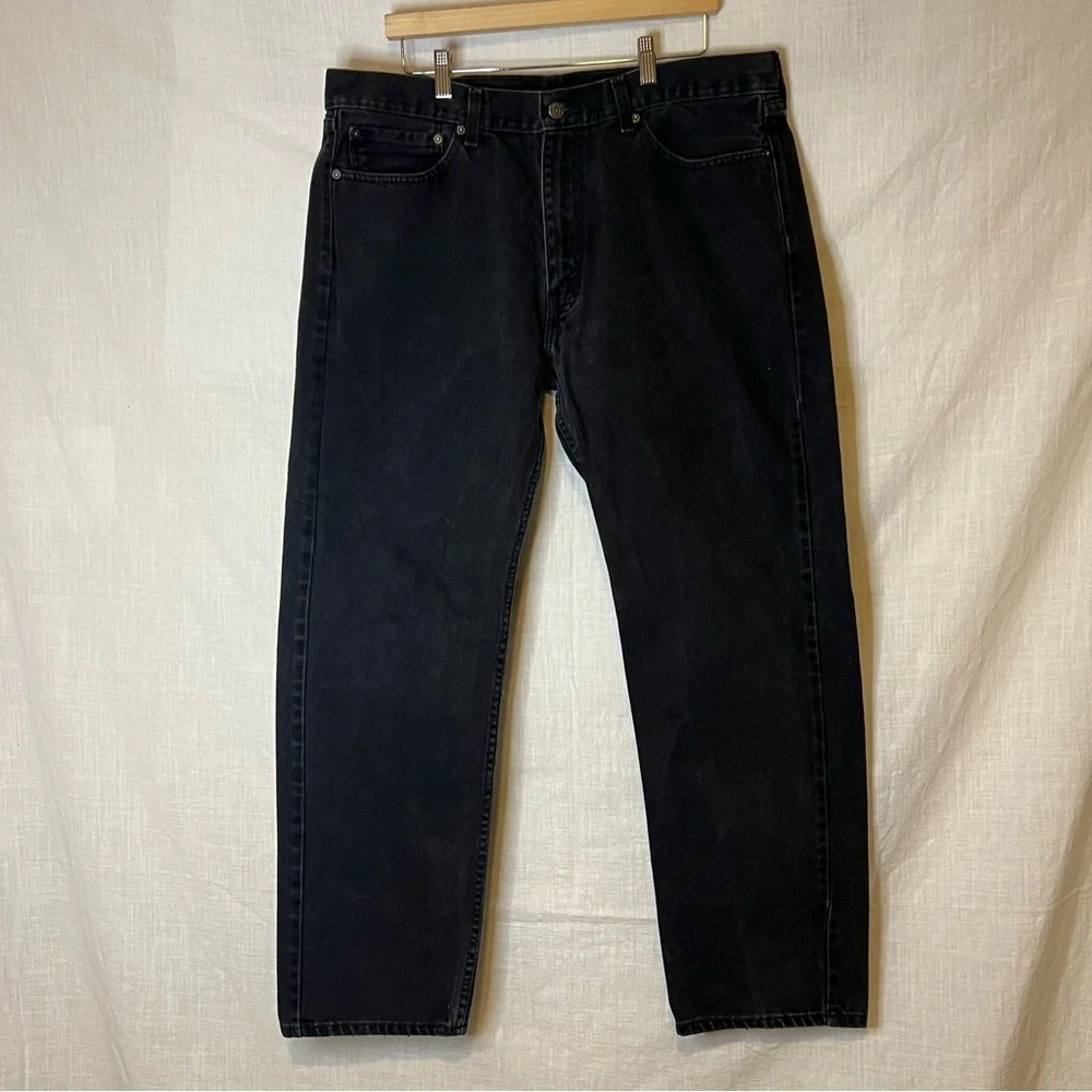 Levi’s 505 Jeans Men's 38x32 Black Denim Straight Leg Regular Grunge Ret…